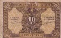 Indochina Francesa 10 Cents - Brown - Serial IN - ND (1942) - P.89
