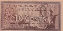 Indochina Francesa 10 Cents - Elephants - ND (1939) - Serial XE - P.85