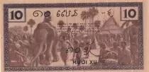 Indochina Francesa 10 Cents - Elephants - ND (1939) - Serial XE - P.85
