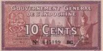 Indochina Francesa 10 Cents - Elephants - ND (1942) - Serial BG - P.85c