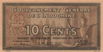 Indochina Francesa 10 Cents - ND (1939) - P.85e