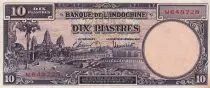 Indochina Francesa 10 Piastres - Angkor - Farmer - 1947 - XF to AU - P.80