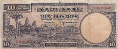 Indochina Francesa 10 Piastres - Angkor Temple - (ND 1947-1951) - Series R