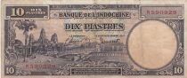 Indochina Francesa 10 Piastres - Angkor Temple - (ND 1947-1951) - Series R