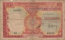 Indochina Francesa 10 Piastres - ND (1953) - Cambodia - P.96b