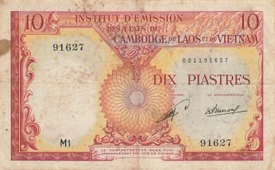 Indochina Francesa 10 Piastres - ND (1953) - Laos - P.102