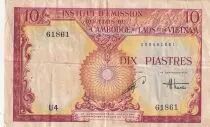 Indochina Francesa 10 Piastres 1953 - Type Vietnam - Serial U4 - VF