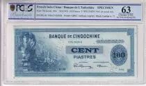 Indochina Francesa 100 Piastres - (ND1945) - Specimen - PCGS UNC 63