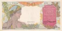 Indochina Francesa 100 Piastres - Mercure - ND 1947 - Serial Y.1154 - XF - P.82a