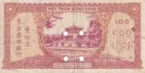 Indochina Francesa 100 Piastres annuled - Rose - 1942 - Letter M - VF - P.66
