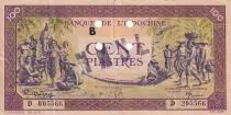 Indochina Francesa 100 Piastres annuled - Violet - 1942 - Letter D - VF - P.67