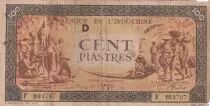 Indochina Francesa 100 Piastres Market - 1942 - Letter D - Serial F 403797