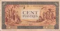 Indochina Francesa 100 Piastres Market - 1942 - Letter F - Serial D 604254
