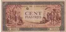 Indochina Francesa 100 Piastres Market - 1942 - Letter Q  - Serial U 021379