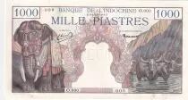 Indochina Francesa 1000 Piastres - Elephants - Specimen - 1951