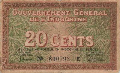 Indochina Francesa 20 Cents - ND (1939) - P.86a