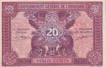 Indochina Francesa 20 Cents - Red, violet - 1942 -  AU to UNC - P.90