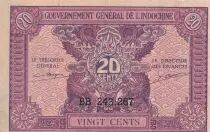 Indochina Francesa 20 Cents - Rose - ND (1942) - Serial BB - P.90