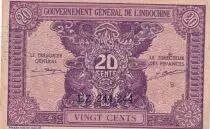 Indochina Francesa 20 Cents - Rose - ND (1942) - Serial EZ 244.244 - P.90a