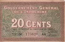 Indochina Francesa 20 Cents - Woman - Boat - ND (1939) - P.86c