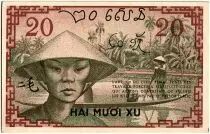 Indochina Francesa 20 Cents, Vert et Brun - Peasant - P.86 c