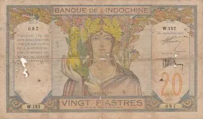 Indochina Francesa 20 Piastres - Ruins of Angkor - 1928 - Serial W.157