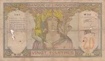 Indochina Francesa 20 Piastres - Ruins of Angkor - 1928 - Serial W.157