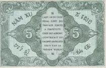 Indochina Francesa 5 Cents - Green - ND (1942) - Serial D - P.88a