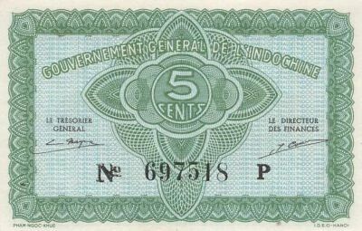 Indochina Francesa 5 Cents - ND (1942) - P.88a