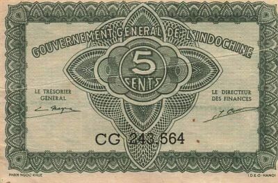 Indochina Francesa 5 Cents - ND (1942) - P.88b