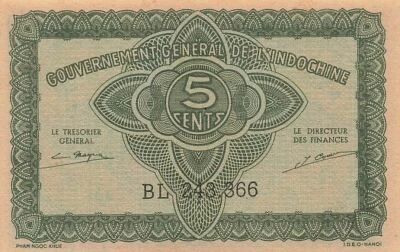 Indochina Francesa 5 Cents - ND (1942) - P.88b