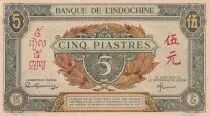 Indochina Francesa 5 Piastres - Green - ND (1942-1945) - Letter G  - P.61