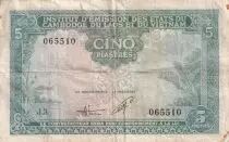 Indochina Francesa 5 Piastres, Green - Bao Dai - 1953 - Serial J.3