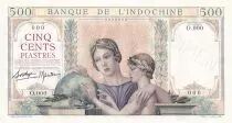Indochina Francesa 500 Piastres - Woman, child - Elephants - Specimen - ND (1939) - P.57