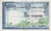 Indochina Franz&ouml;sin 1 Piastre - Blue - Dragon - ND (1954) - Serial R.6 - P.105