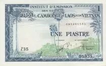 Indochina Franz&ouml;sin 1 Piastre - Forest - Statue of Chintze - 1954 - Series Z.35
