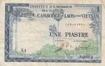 Indochina Franz&ouml;sin 1 Piastre - Trees - M?T ??NG - Emissions for Laos - ND (1954) - Serial K4