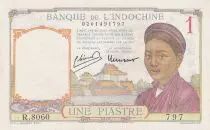 Indochina Franz&ouml;sin 1 Piastre - Woman - Temple - ND (1936) - Serial K.5463 - P.54b