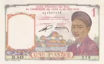 Indochina Franz&ouml;sin 1 Piastre - Woman - Temple - ND (1953) - Serial H.449 - P.92
