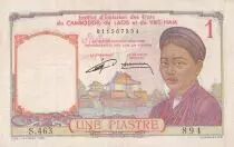 Indochina Franz&ouml;sin 1 Piastre - Woman - Temple - ND (1953) - Serial S.463- P.92