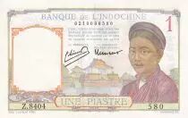 Indochina Franz&ouml;sin 1 Piastre Woman - ND (1949) - Serial Z.8404