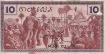 Indochina Franz&ouml;sin 10 Cents - Temple - Village scene - ND (1939) - P.85d