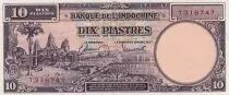 Indochina Franz&ouml;sin 10 Piastres - Angkor - ND (1947) - Letter T - P.80