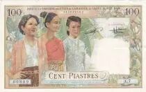 Indochina Franz&ouml;sin 100 Piastres Women - Dao Bai - ND (1954) - S&eacute;rie A.7 - XF - P.108