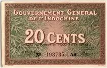 Indochina Franz�sin 20 Cents, Vert et Brun - Peasant - P.86 c