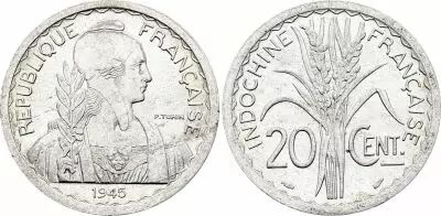 Indochina Franz�sin 20 Cents Marian - Turin - 1945