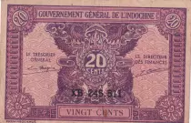 Indochina Franz&ouml;sin 20 Cents ND (1942) - Serial KB 245.611