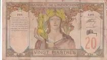 Indochina Franz&ouml;sin 20 Piastres Ruins of Angkor - 1928 - Serial C.165