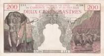 Indochina Franz�sin 200 Piastres  - Elephant - Bao Dai - ND 1953 - Serial O.106 - VF to XF - P.109