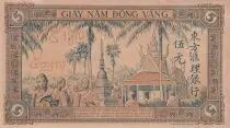 Indochina Franz&ouml;sin 5 Piastres - Agriculture - Temple - ND (1951) - Serial T - P.75